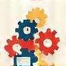 Gear and document icon for solutions